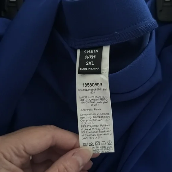 Royal Blue Plus Size Pants Suit with Belt - Picture 5 of 6